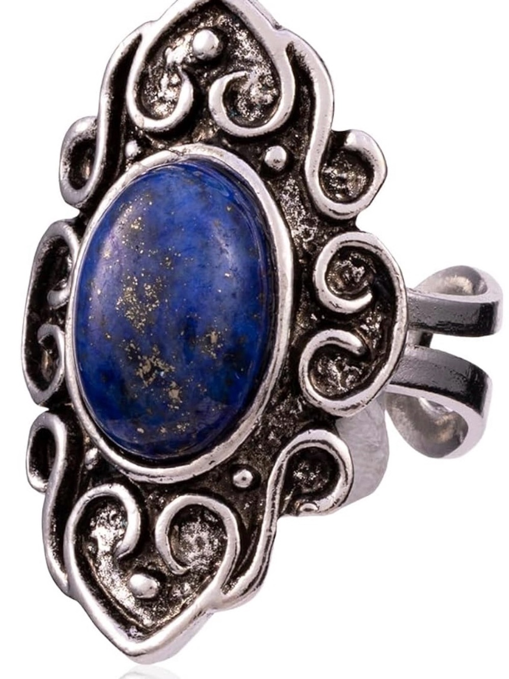 Montana West Blue Lapis-Style Filigree Silver Ring